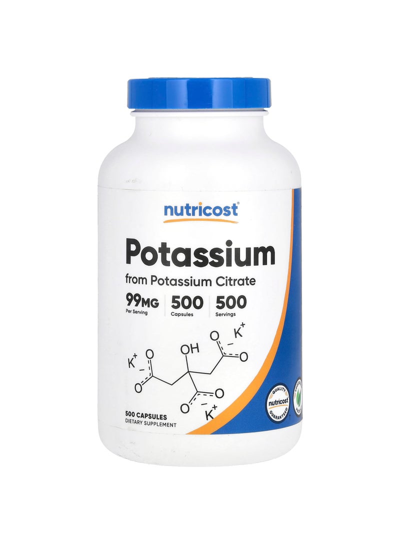 Nutricost Potassium , 99 mg, 500 Capsules