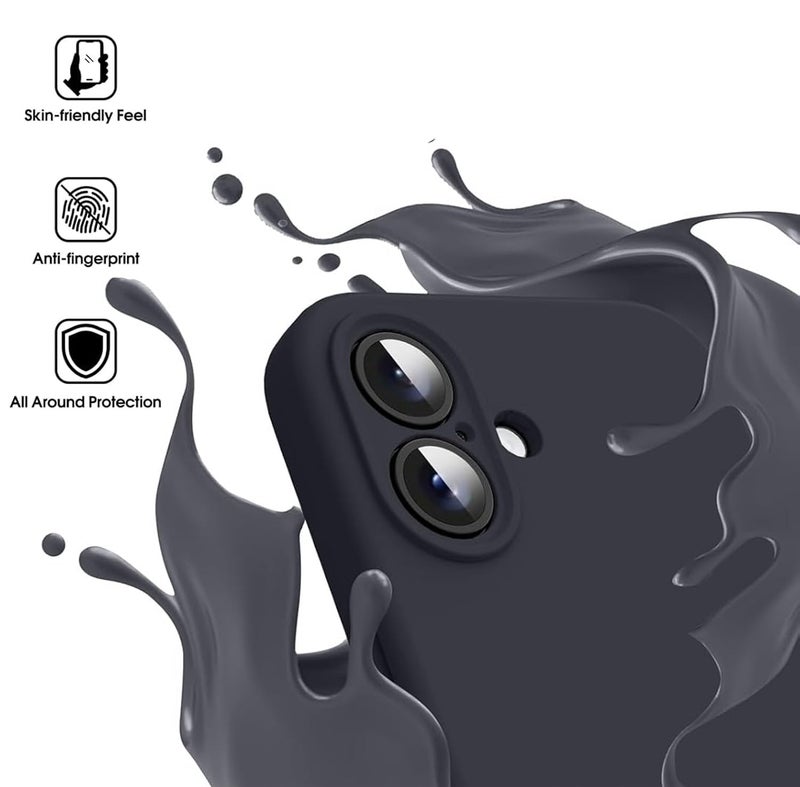 Mobistyle Designed for iPhone 16 Back Cover, Soft Liquid Silicone Slim Protective Shockproof Phone Case Cover with Anti-Scratch Microfiber Lining, 6.1 inch (Black) - Image 3