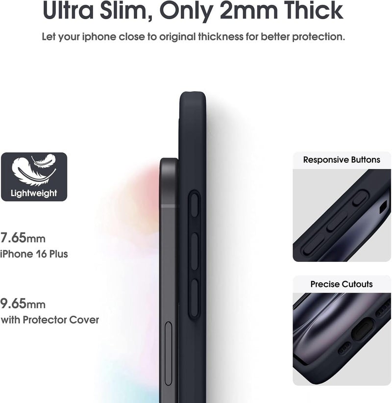 Mobistyle Designed for iPhone 16 Back Cover, Soft Liquid Silicone Slim Protective Shockproof Phone Case Cover with Anti-Scratch Microfiber Lining, 6.1 inch (Black) - Image 5