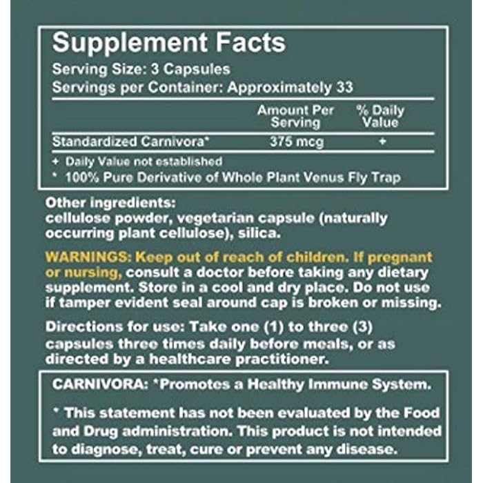 Carnivora Vegi-Caps - Gluten Free, Vegan Friendly Capsules to Strengthen and Support Your Immune System (100 Capsules) - Image 3