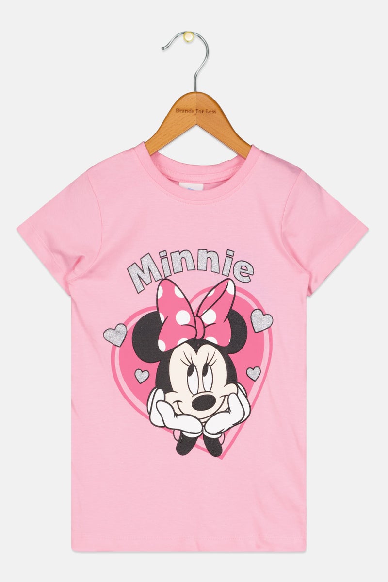 Disney تي شيرت بناتي برسمة ميكي وأصدقائه، وردي - Image 1