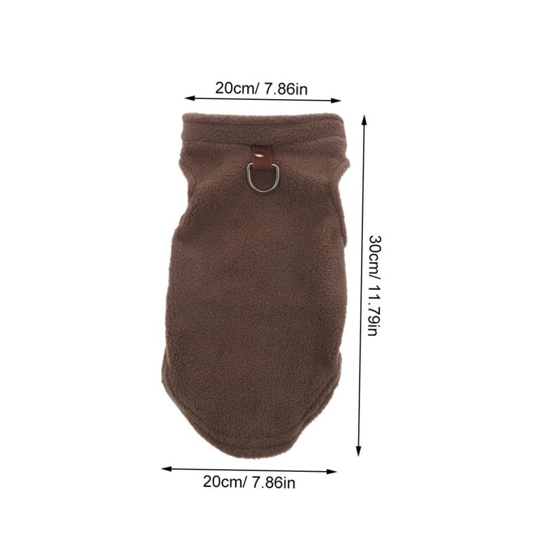 Medium Coffee Fleece Vest Winter Coat For Small To Medium Dogs With D Ring Leash Attachment - Image 3