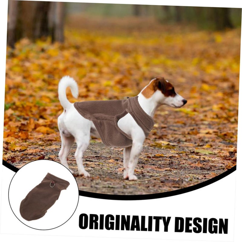 Medium Coffee Fleece Vest Winter Coat For Small To Medium Dogs With D Ring Leash Attachment - Image 4