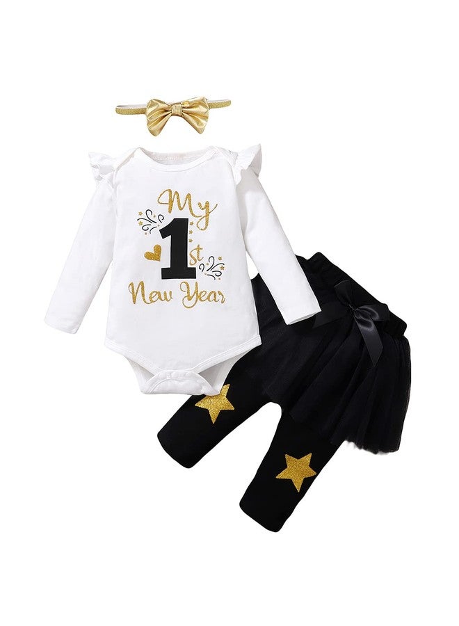 Happidoo Baby Girl New Year Outfit 1st New Year Clothes First New Year's Bodysuit (Black,12-18 Months) - Image 1
