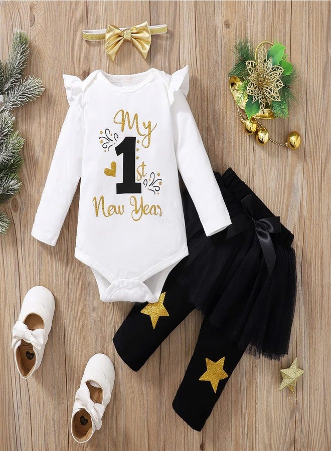 Happidoo Baby Girl New Year Outfit 1st New Year Clothes First New Year's Bodysuit (Black,12-18 Months) - Image 2