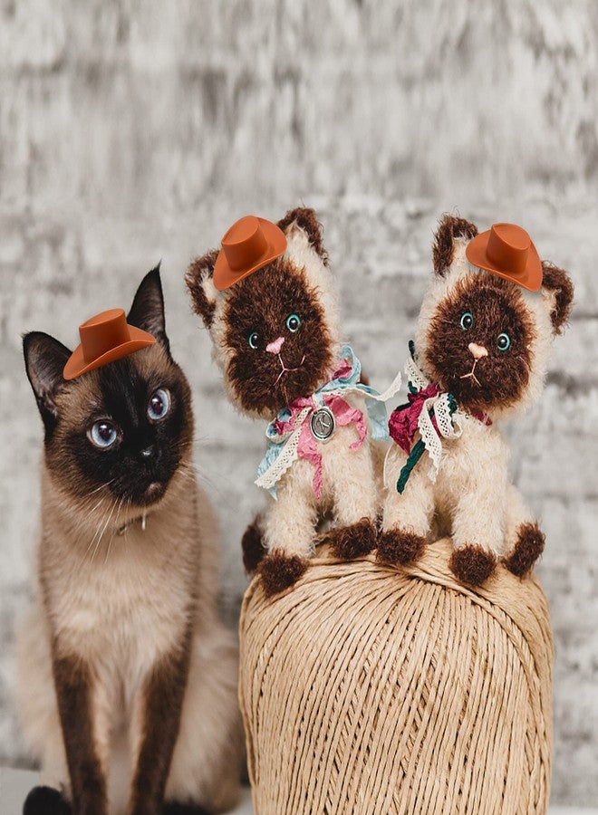 PPXMEEUDC 30PCS Plastic Mini Western Cowboy Cowgirl Hat Cute Miniature Hat for Party Accessories Toy Doll Dress Up Play House Games (Brown) - Image 4