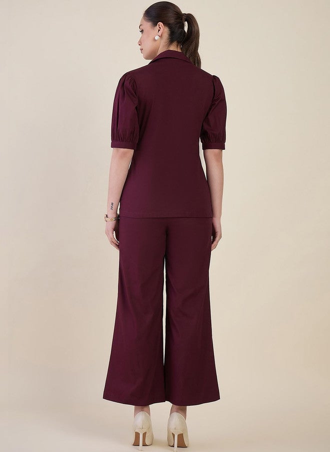WineRed بليزر قطن بلون بورغندي مع بنطلون - Image 5