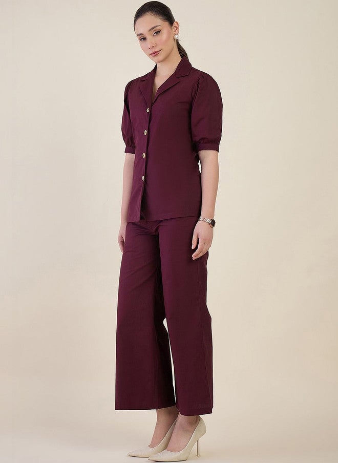 WineRed بليزر قطن بلون بورغندي مع بنطلون - Image 3
