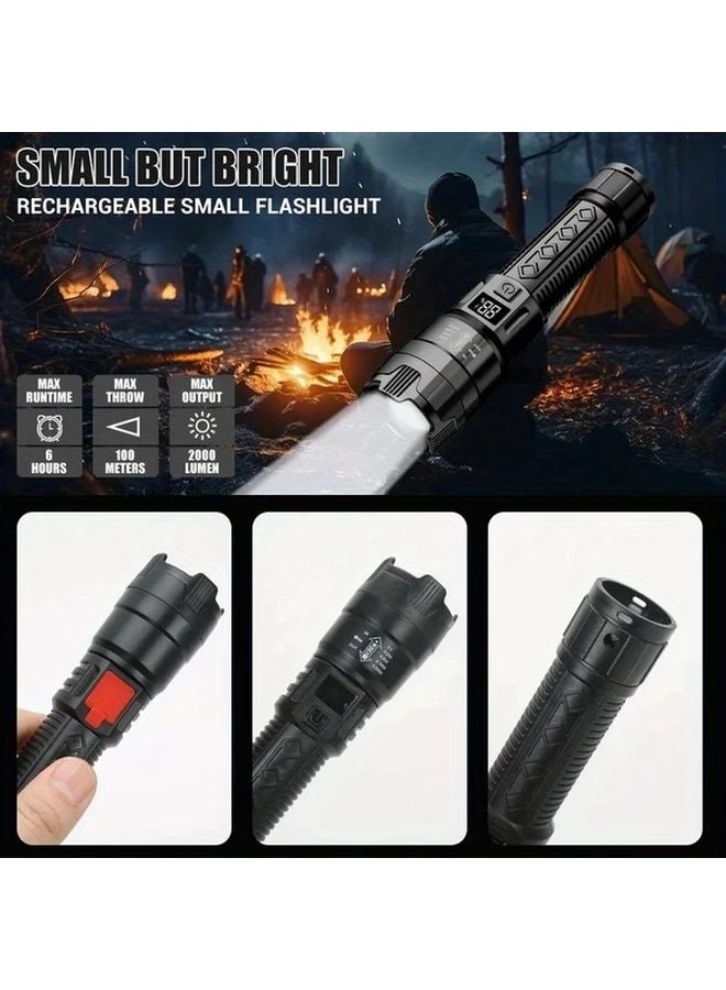 High Power P900 LED Flashlight Rechargeable Zoom Tactical Torch Black USB Hand Lantern - Image 3