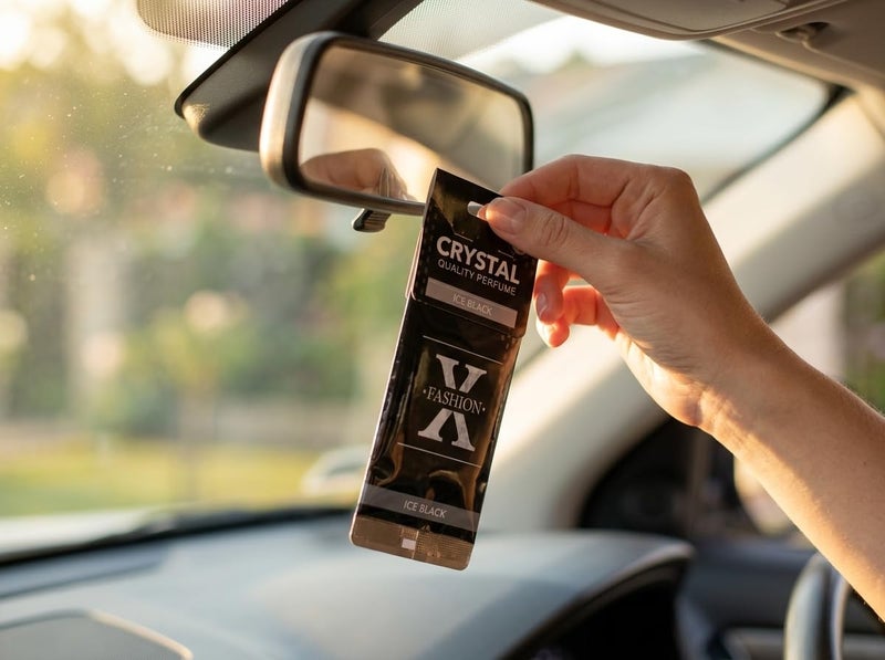 Crystal Hanging Paper Air Freshener Card, Natural Pulp Perfume Pendant for Vehicle Rearview Mirror, Home Closet, Office, Small Space Odor Management, ICE BLACK - Image 5
