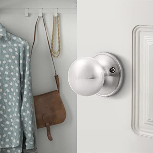 GOBEKOR 2 Pack Single Dummy Door Knobs Brushed Nickel Interior Dummy Knobs for French Doors Round Door Knobs Stainless Steel Door Pull - Image 4