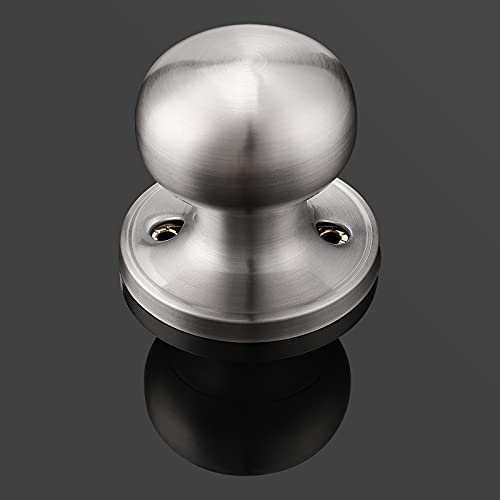 GOBEKOR 2 Pack Single Dummy Door Knobs Brushed Nickel Interior Dummy Knobs for French Doors Round Door Knobs Stainless Steel Door Pull - Image 2