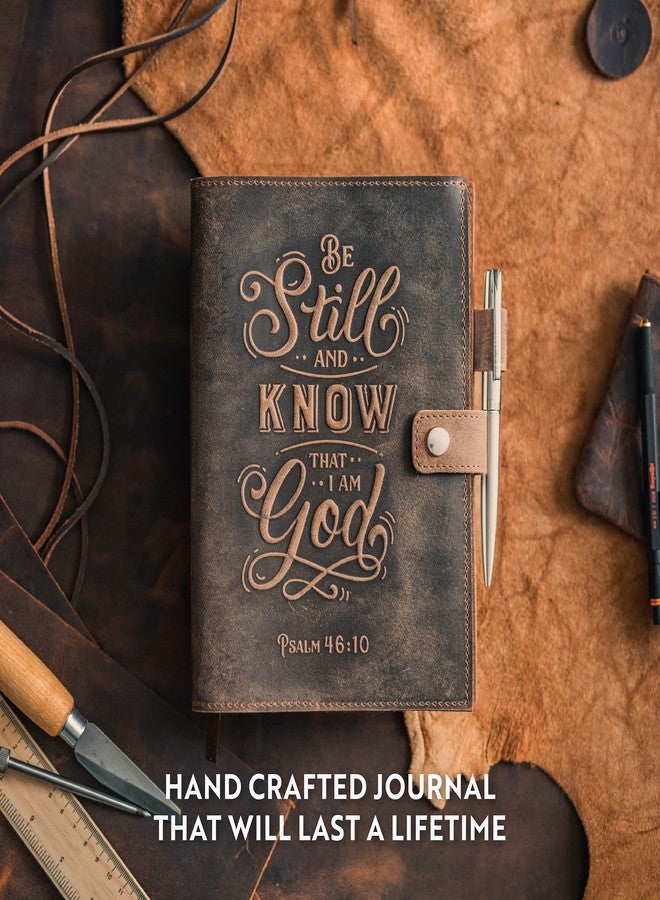 moonster Refillable Psalm 46:10 Bible Verse Embossed Journals with Pen - Milled A5 Leather Journal Lined Paper - Journals for Women Notebook with Pen Holder - 320 Pages - Image 2