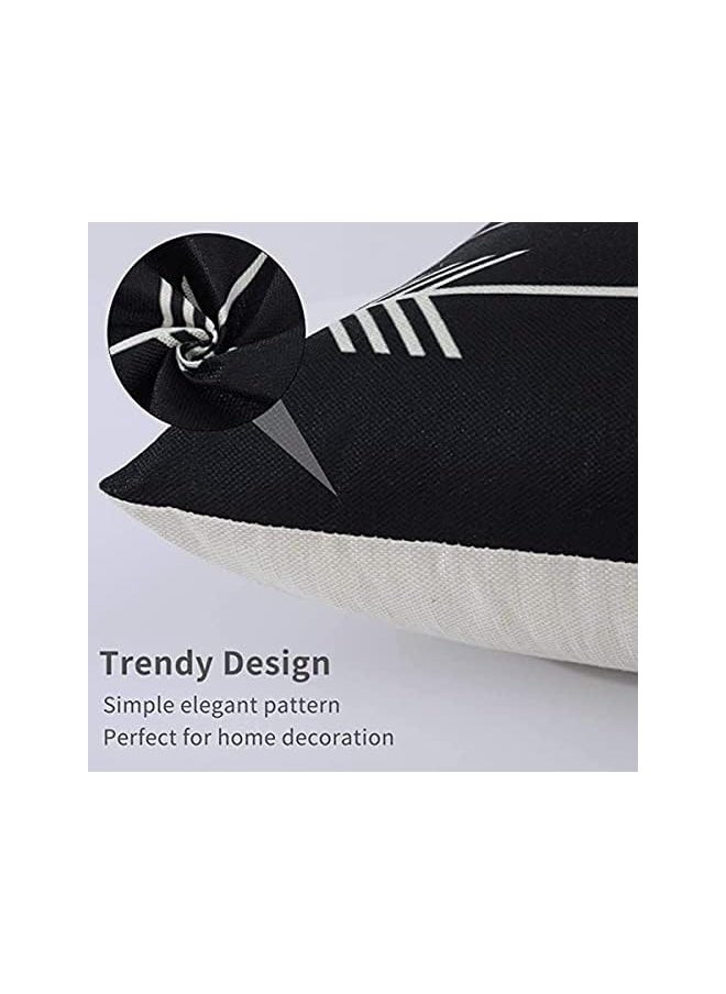 The Bros Set of 4 Pillowcases Decorative Geometric Square 18 x 18 Inches Throw Pillow Covers - Modern Pattern Linen Pillow Cushion Case for Sofa Couch Bed Home Car Office Decor(Black and White)  - Image 5