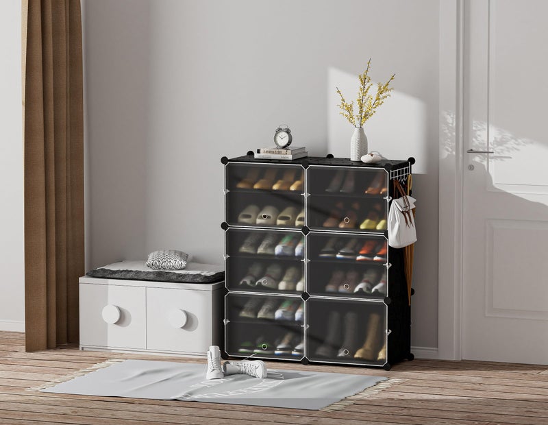 HOMIDEC Shoe Rack Organizer, 6 Tier Storage Cabinet 24 Pair Plastic Shoe Shelves for Closet Hallway Bedroom Entryway - Image 2