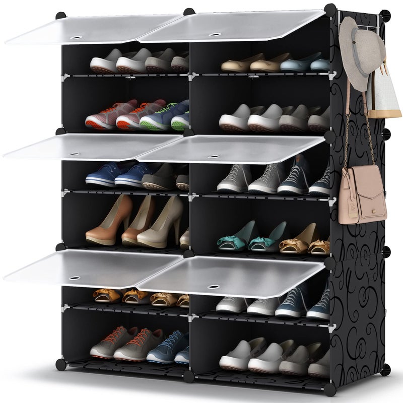 HOMIDEC Shoe Rack Organizer, 6 Tier Storage Cabinet 24 Pair Plastic Shoe Shelves for Closet Hallway Bedroom Entryway - Image 1
