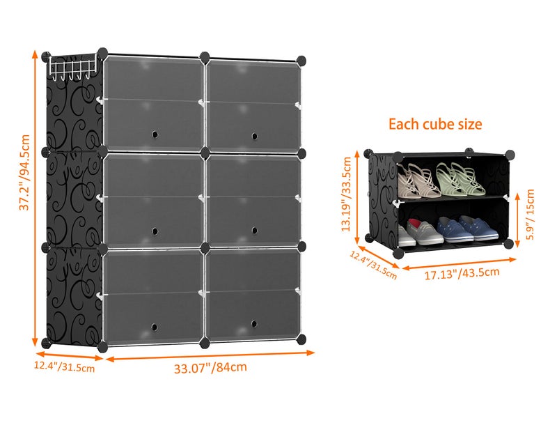 HOMIDEC Shoe Rack Organizer, 6 Tier Storage Cabinet 24 Pair Plastic Shoe Shelves for Closet Hallway Bedroom Entryway - Image 5