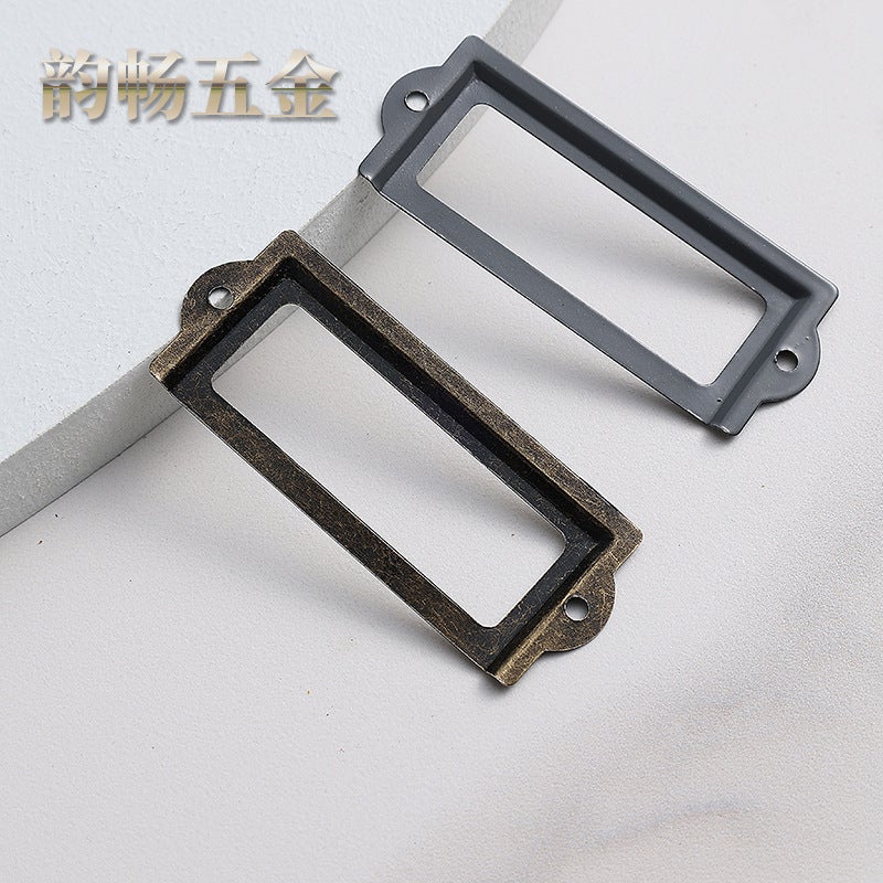 Small Card Slot Name Card Frame Handle Label Frame Square Frame Iron Antique Drawer Card Clip Label Bookmark Frame - Image 5