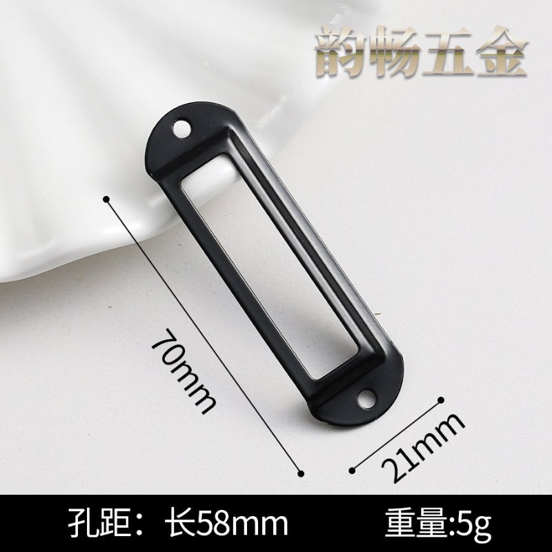Small Card Slot Name Card Frame Handle Label Frame Square Frame Iron Antique Drawer Card Clip Label Bookmark Frame - Image 1
