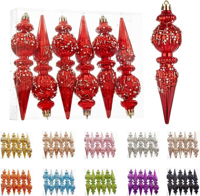 Munansli Red Christmas Ornaments Set,6 Pack Plastic Shatterproof Christmas Ball Hanging Ornaments for Xmas Tree Decorations(6.7Inch) - Image 1