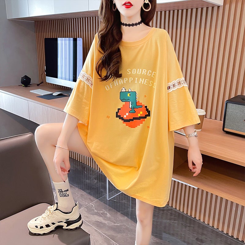 Korean Style Design Bow Loose Mid-Length Short-Sleeved T-Shirt New Summer Western Style Design Sense Half-Sleeved Top Ins - Image 5