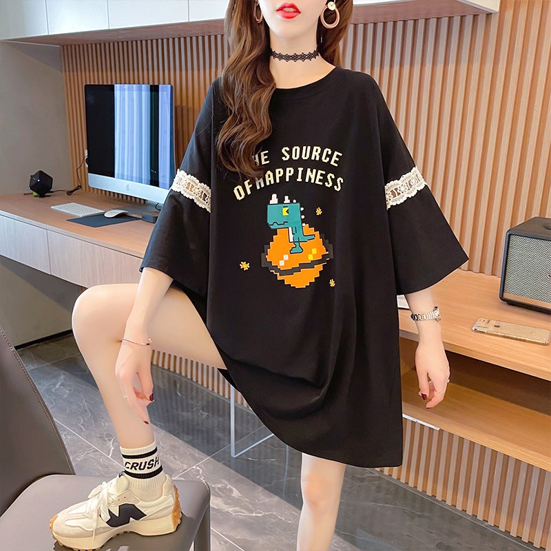 Korean Style Design Bow Loose Mid-Length Short-Sleeved T-Shirt New Summer Western Style Design Sense Half-Sleeved Top Ins - Image 4
