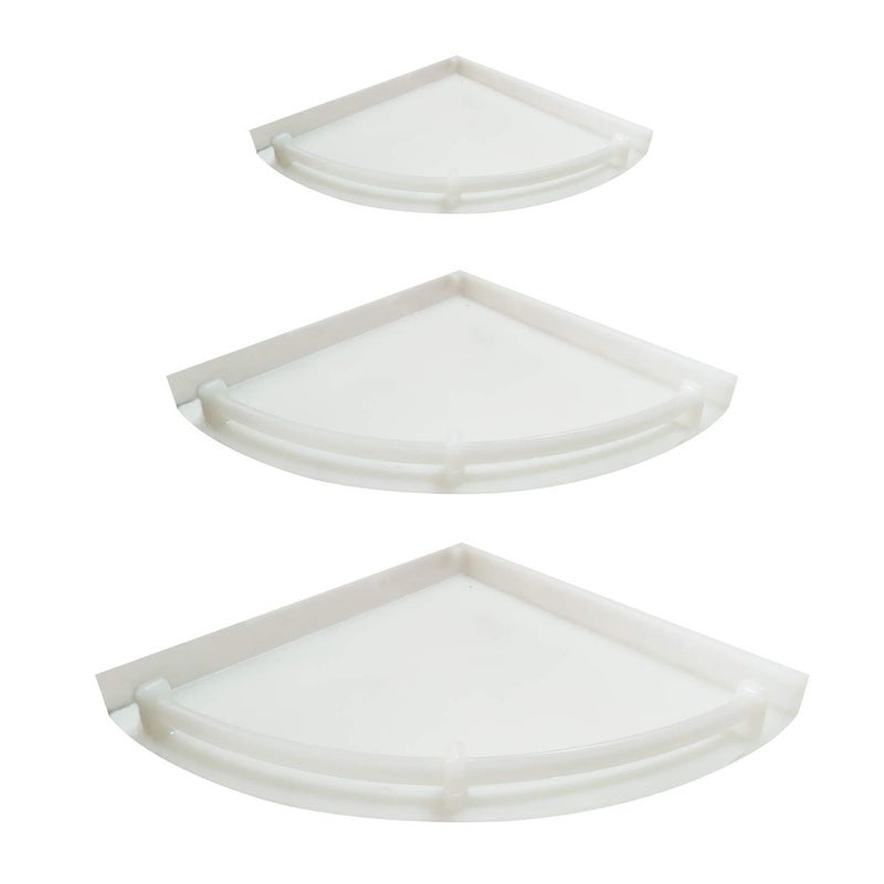 SVM Products Unbreakable Corner Shelf White for Bathroom and Kitchen Shelves Pack of 3 Plastic Medium - Image 2