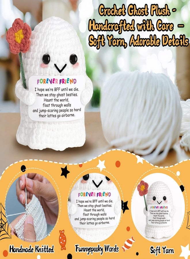 Frabaca Best Friend for Women Friendship Ornaments - Handmade Crochet Ghost Plush with Funny Boo BFF Message Card, Halloween Stocking Stuffers, Cute Birthday Gift for Bestie Soul Sister - Image 3