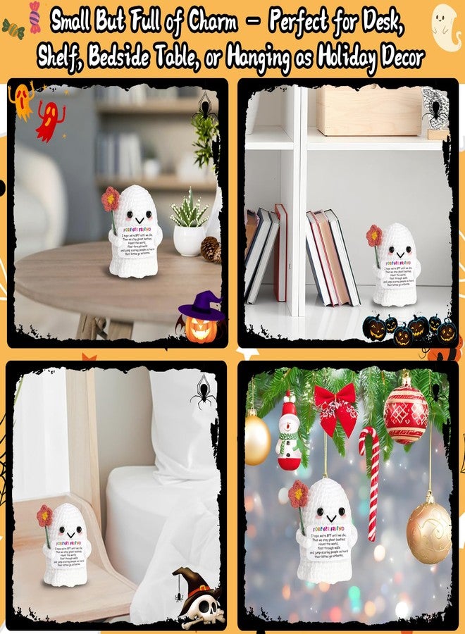 Frabaca Best Friend for Women Friendship Ornaments - Handmade Crochet Ghost Plush with Funny Boo BFF Message Card, Halloween Stocking Stuffers, Cute Birthday Gift for Bestie Soul Sister - Image 5
