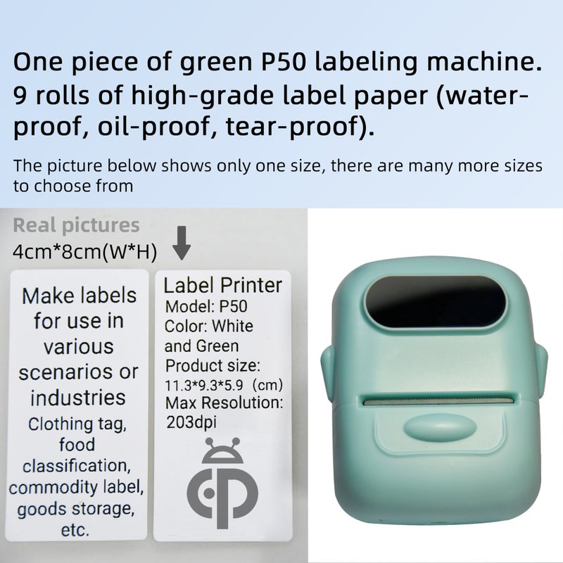 P50 Portable Thermal Label Printer - Bluetooth Wireless  Printing
