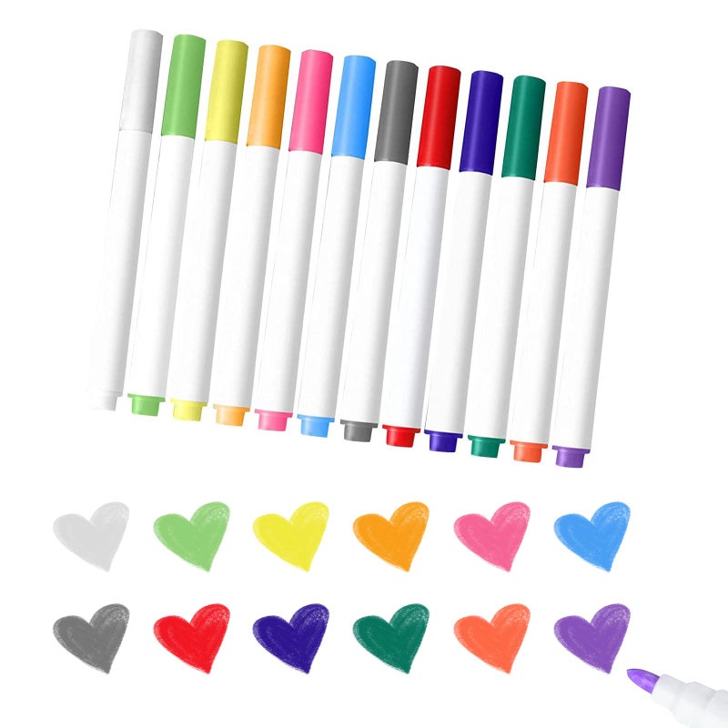 Qrytoi Washable Coloring Markers Set Suitable for Erasable Book Doodling Sets 12 Erasable Color Marker Replacement Pens - Image 2