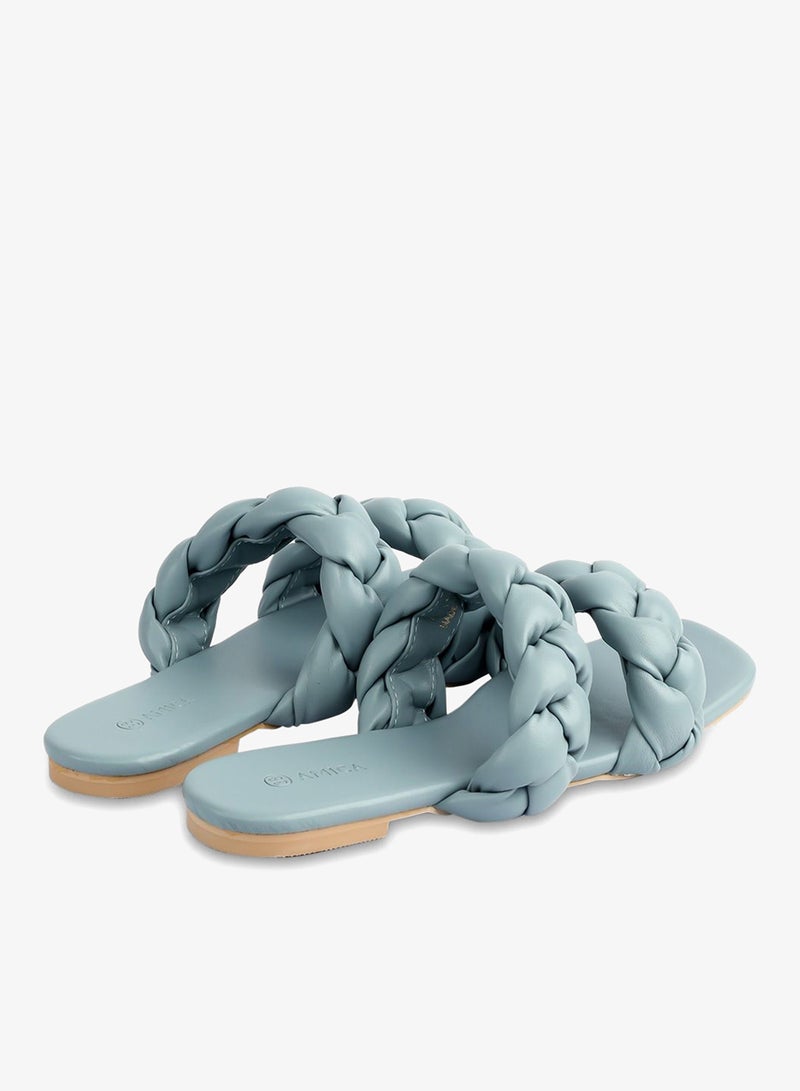 AMICA Cara Women's Flat Leather Sandals with Double Braided Strap - Image 4