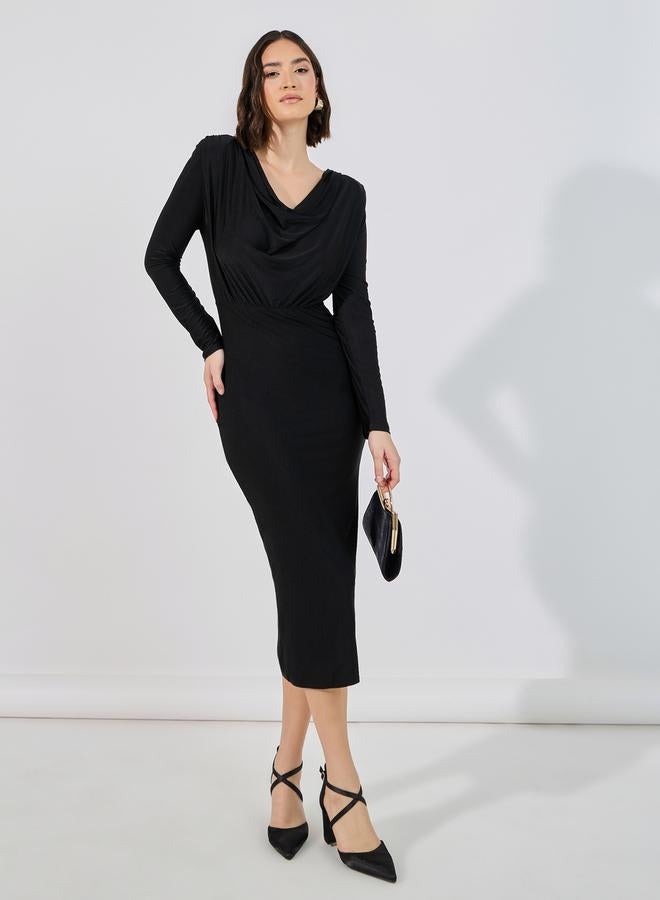 Styli Cowl Neck Midi Dress  - Image 4