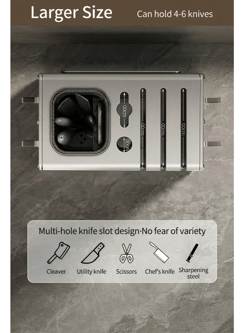 Blooming Time Premium Stainless Steel Kitchen Knife & Utensil Organizer Holder, Grey - Image 3