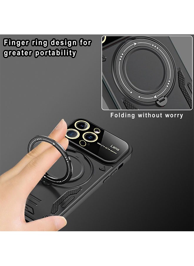Generic - iPhone 15 Pro MagSafe Case Cover Camera Len Protector Protection with Magnetic Wireless Charging Back Invisible Ring Stand Phone Holder Kickstand Cell Comfortable Hold Shockproof Accessory - Image 1
