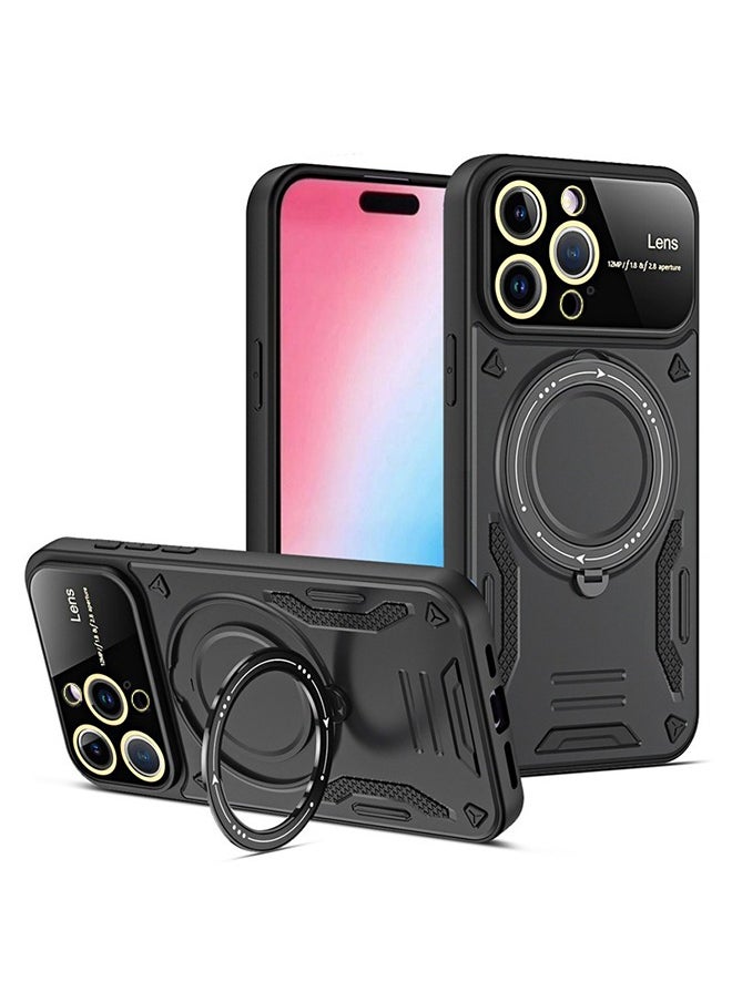 Generic - iPhone 15 Pro MagSafe Case Cover Camera Len Protector Protection with Magnetic Wireless Charging Back Invisible Ring Stand Phone Holder Kickstand Cell Comfortable Hold Shockproof Accessory - Image 1