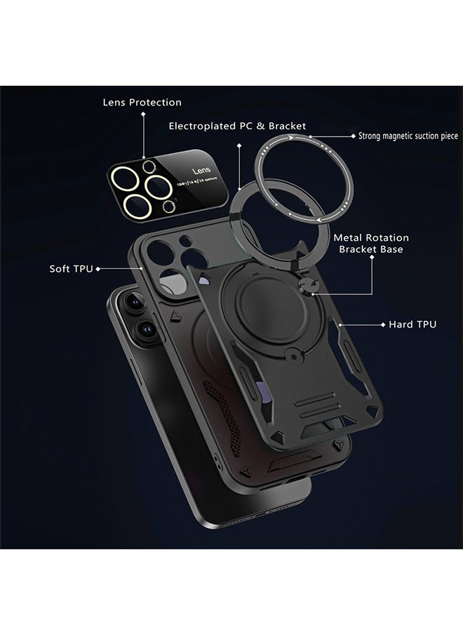 Generic - iPhone 15 Pro MagSafe Case Cover Camera Len Protector Protection with Magnetic Wireless Charging Back Invisible Ring Stand Phone Holder Kickstand Cell Comfortable Hold Shockproof Accessory - Image 1