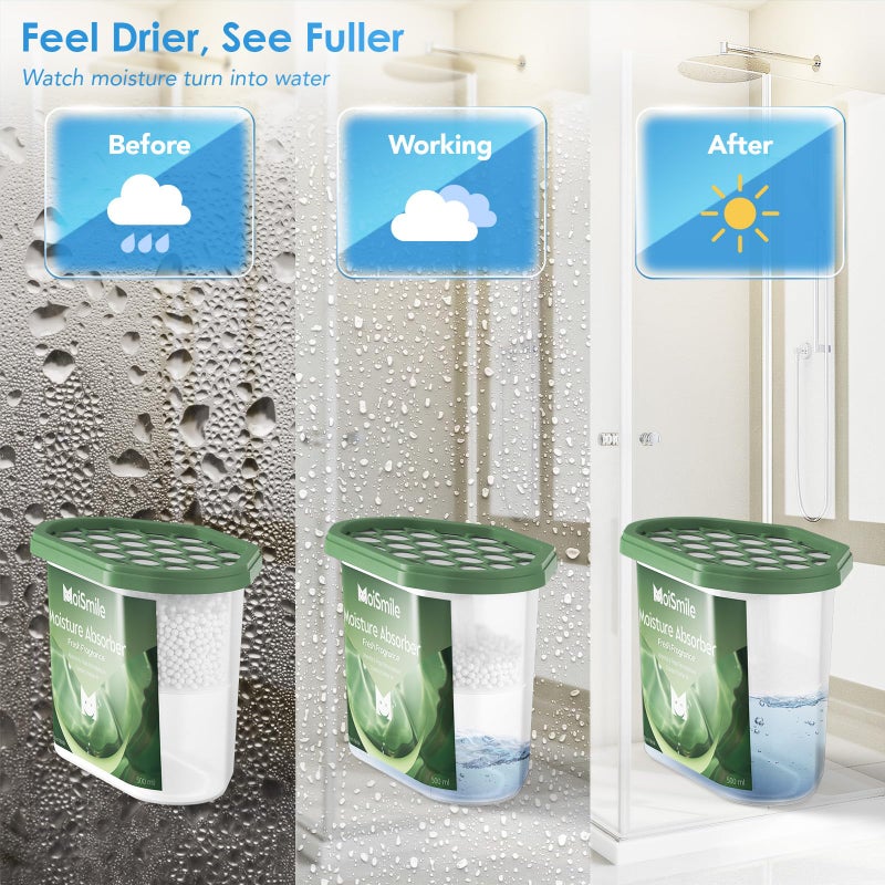 Moismile Moisture Absorbers, Efficient Fresh Scent Humidity Absorber ï¼† Odor Eliminator Boxes, Refillable Car Dehumidifier for Closet, Bathroom, Basementï¼† RV, 3 Pack - Image 2
