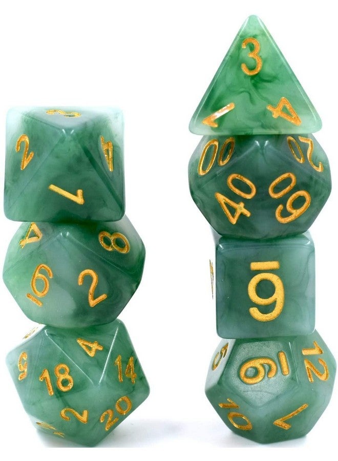 HDdais Polyhedral DND Dice Sets, 7-Die RPG Resin Green D&D Dice Set for Dungeons and Dragons Role Playing Games and Tabletop Game - Image 3