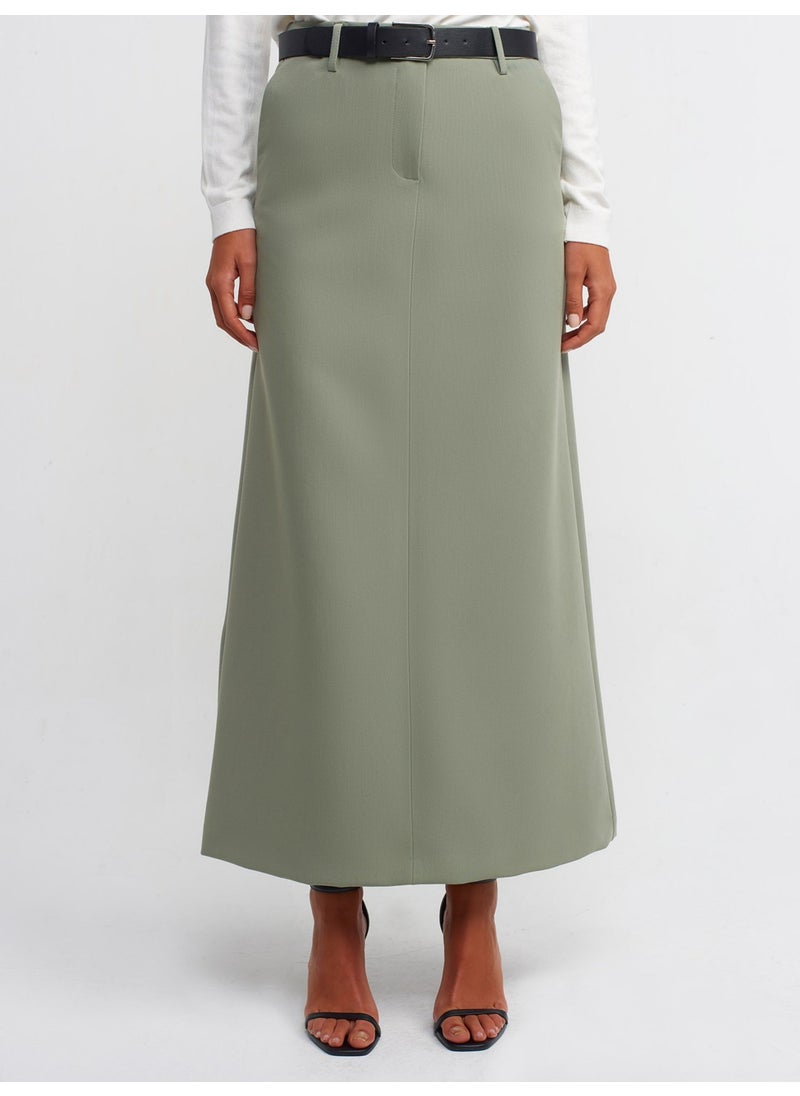 Dilvin 80825 Belted Midi Skirt-Green  - Image 2