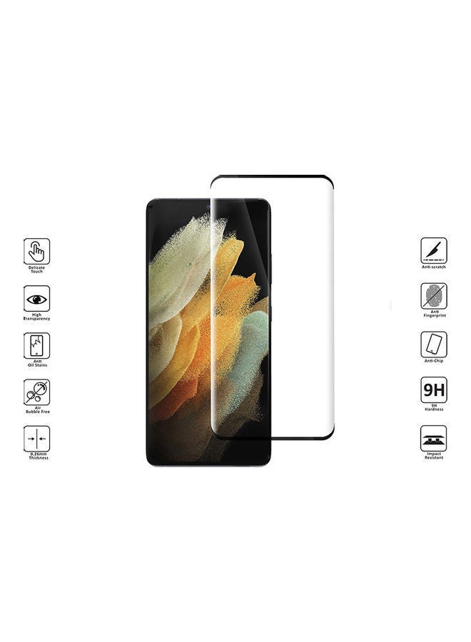 NIBEMINENT Tempered Glass Screen Protector For Samsung Galaxy S21 Ultra Clear/Black - Image 5