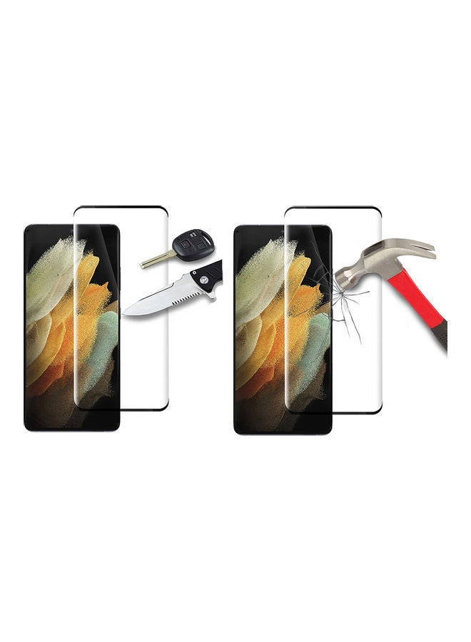 NIBEMINENT Tempered Glass Screen Protector For Samsung Galaxy S21 Ultra Clear/Black - Image 4