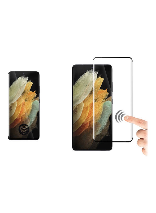 NIBEMINENT Tempered Glass Screen Protector For Samsung Galaxy S21 Ultra Clear/Black - Image 3