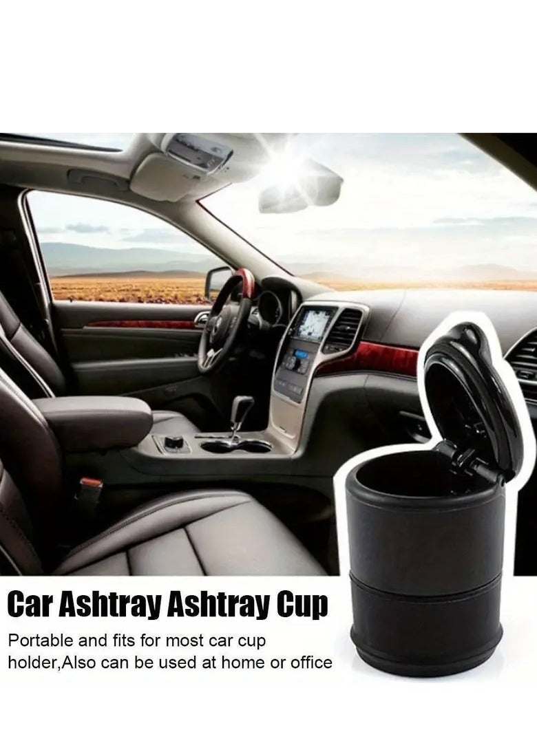 PAMEER Portable Car Ashtray and Cup Holder with Lid Mini Car Trash Can Ash Tray with LED Blue Light Sets for All Vehicle Types and Travel - Image 3
