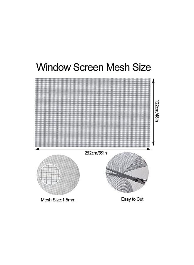 The Bros Window Screen Mesh Insect Mesh Screen Fly Mesh Roll Fly Mosquito Net Window Net Fly Screens Fiberglass Screen Mesh for Windows and Door (122X252CM, Black) - Image 2