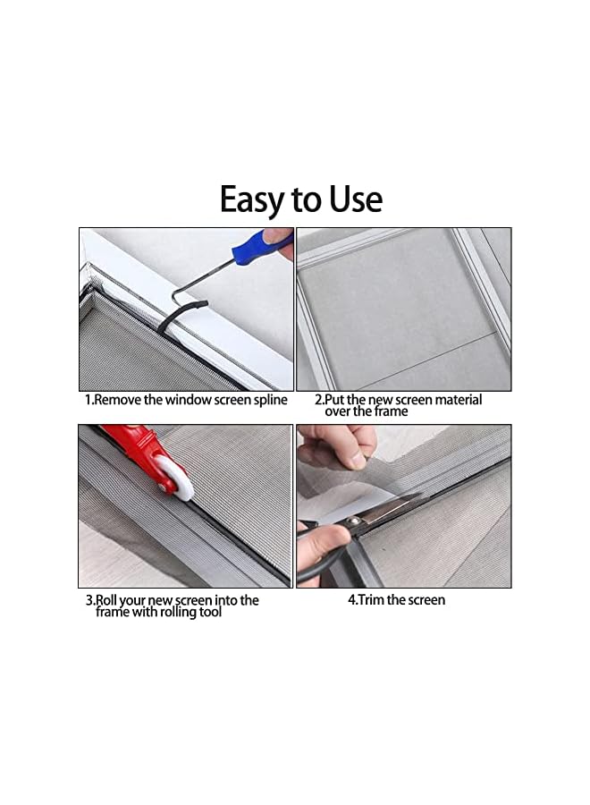 The Bros Window Screen Mesh Insect Mesh Screen Fly Mesh Roll Fly Mosquito Net Window Net Fly Screens Fiberglass Screen Mesh for Windows and Door (122X252CM, Black) - Image 5