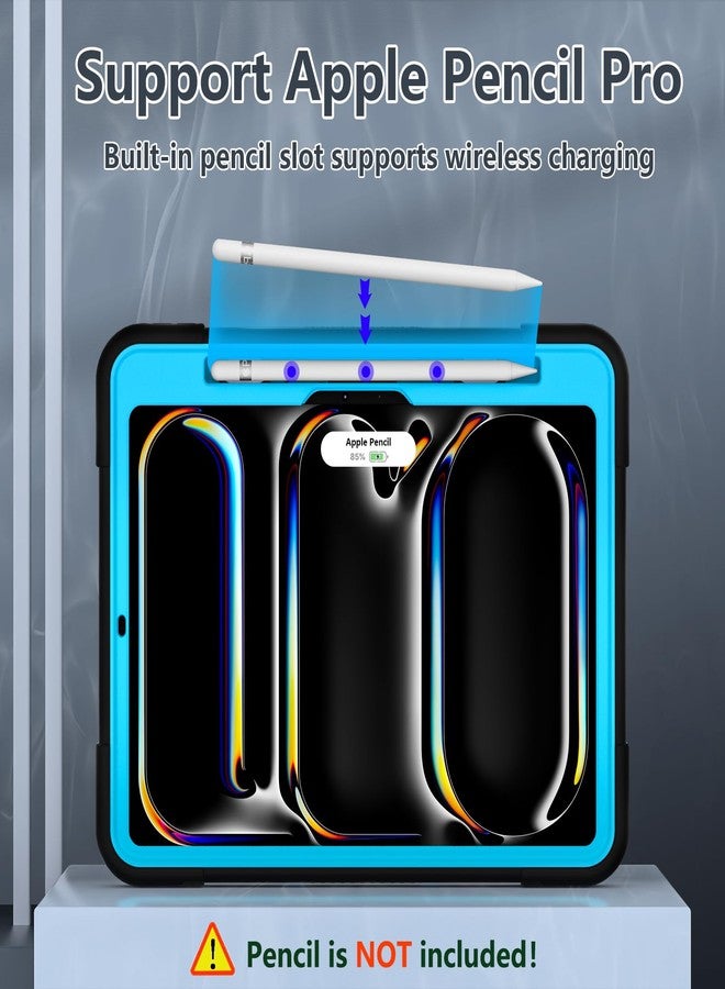TSQQST for iPad Pro 11 Inch Case M4 5th Generation 2024, iPad Pro 11 Case with Pencil Holder+Stand, Full-Body Rugged Cover for iPad Pro 11 Inch 5th Gen, Black Blue - Image 4