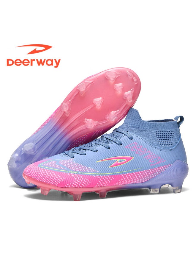Deerway Youth Soccer Shoes Ag Studs Grass Field Non-slip Wear-resistant Training Match Shoes Rose Red Purple Ag Studs Size 41 - Image 3