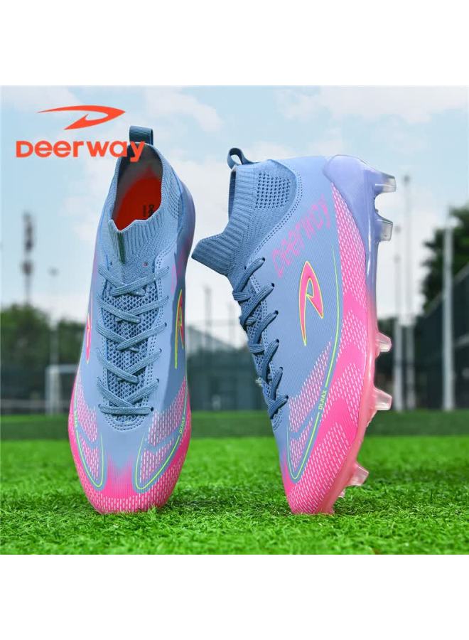 Deerway Youth Soccer Shoes Ag Studs Grass Field Non-slip Wear-resistant Training Match Shoes Rose Red Purple Ag Studs Size 41 - Image 5