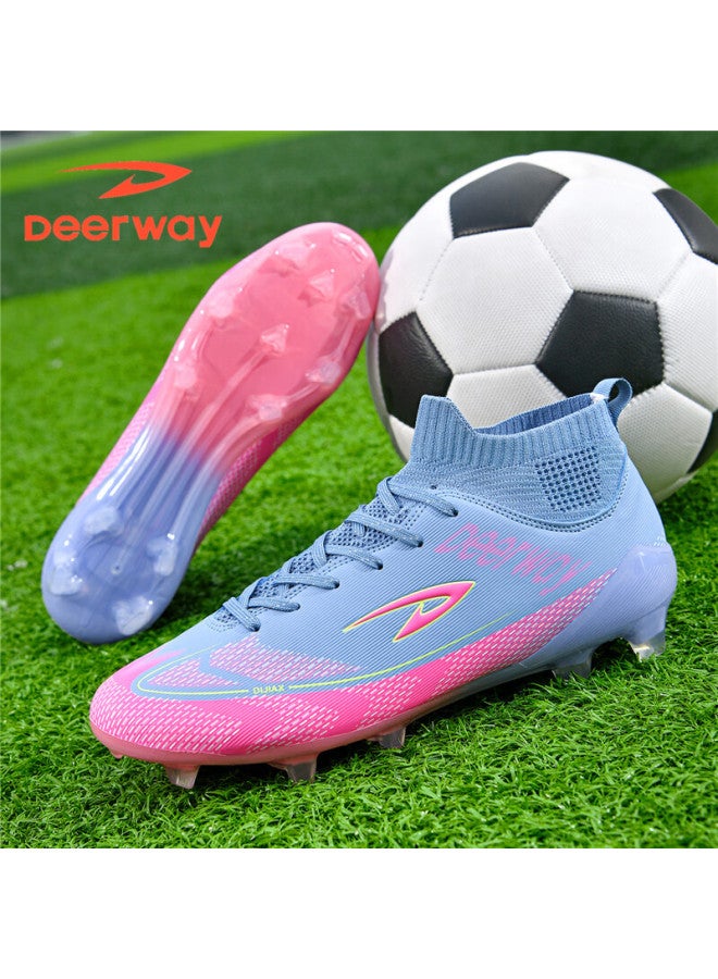 Deerway Youth Soccer Shoes Ag Studs Grass Field Non-slip Wear-resistant Training Match Shoes Rose Red Purple Ag Studs Size 41 - Image 4